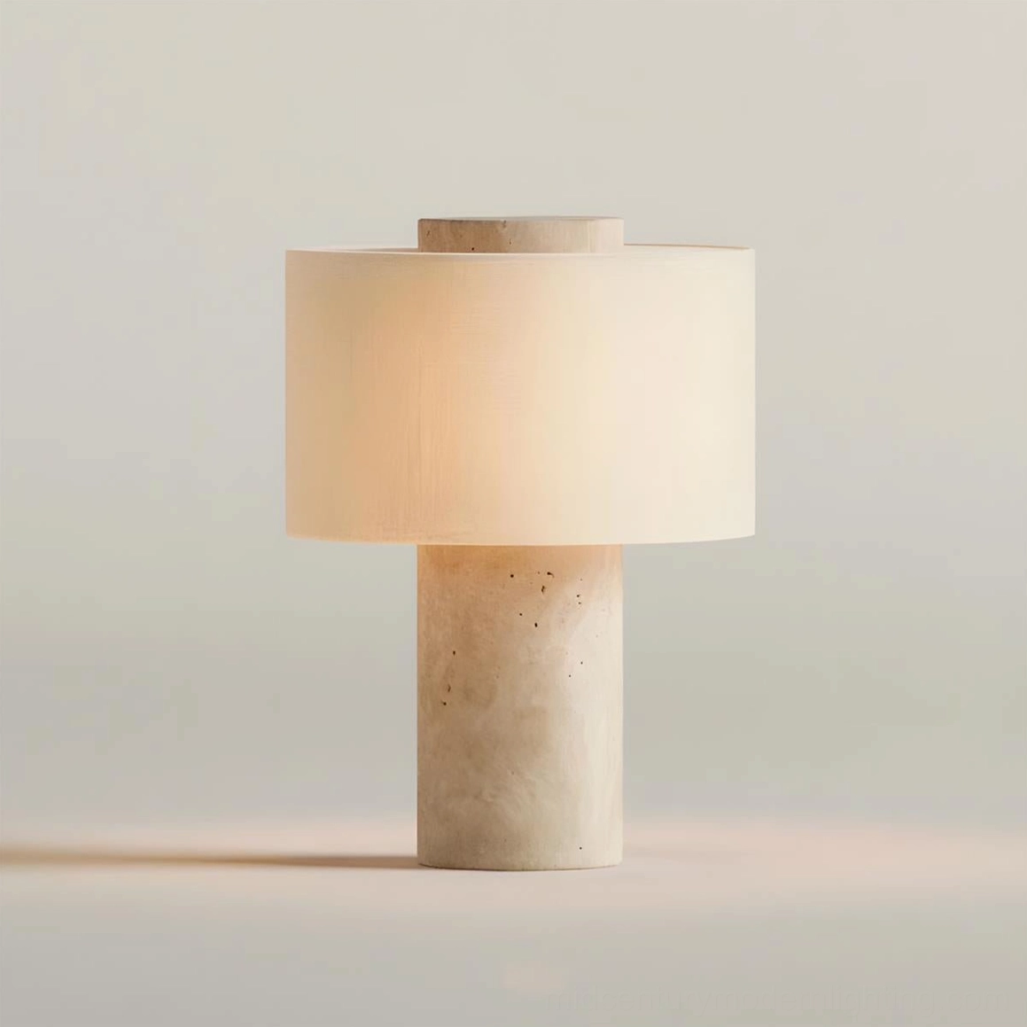 Beige travertine marble base Sediment cordless table lamp with warm neutral tone