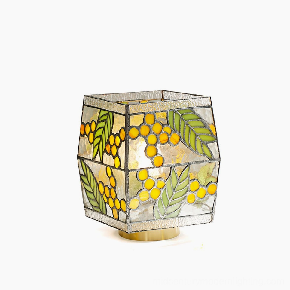 Seed Stained Glass Table Lamp complete product showcase with brass fittings on neutral background