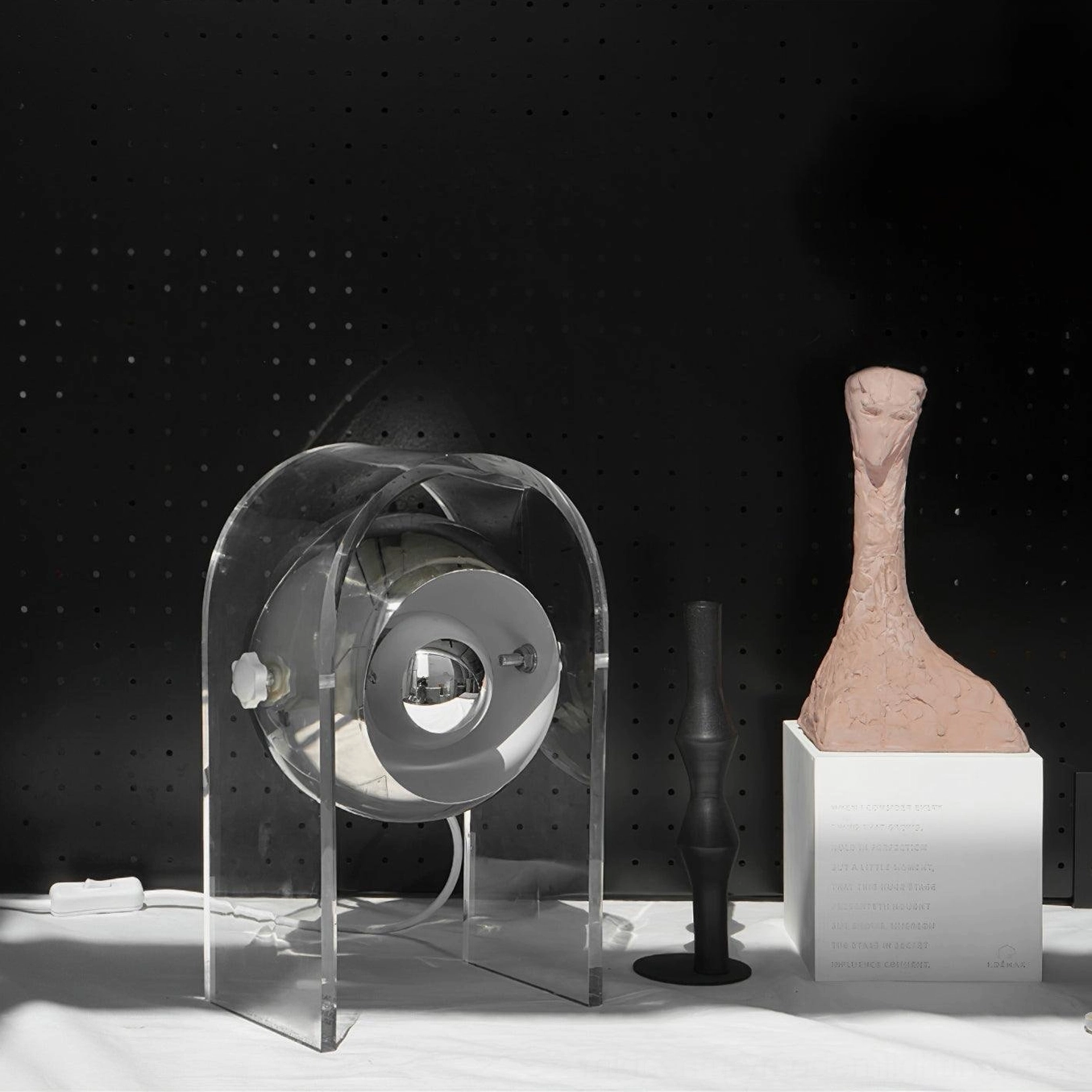 Designer touch table lamp combining contemporary acrylic diffuser with chrome base for ambient lighting