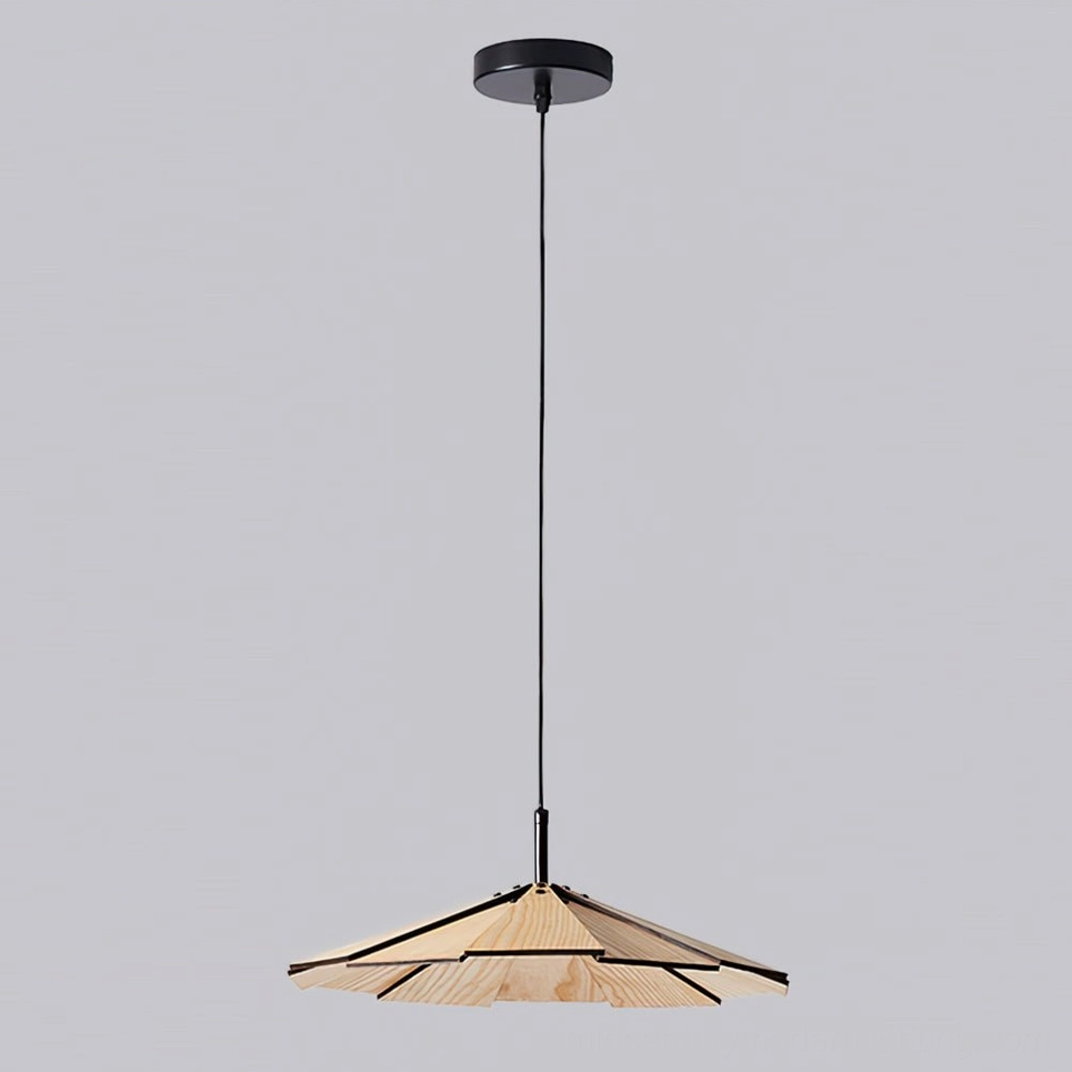 Sepal pendant lamp full product photography showcasing complete design and wood construction