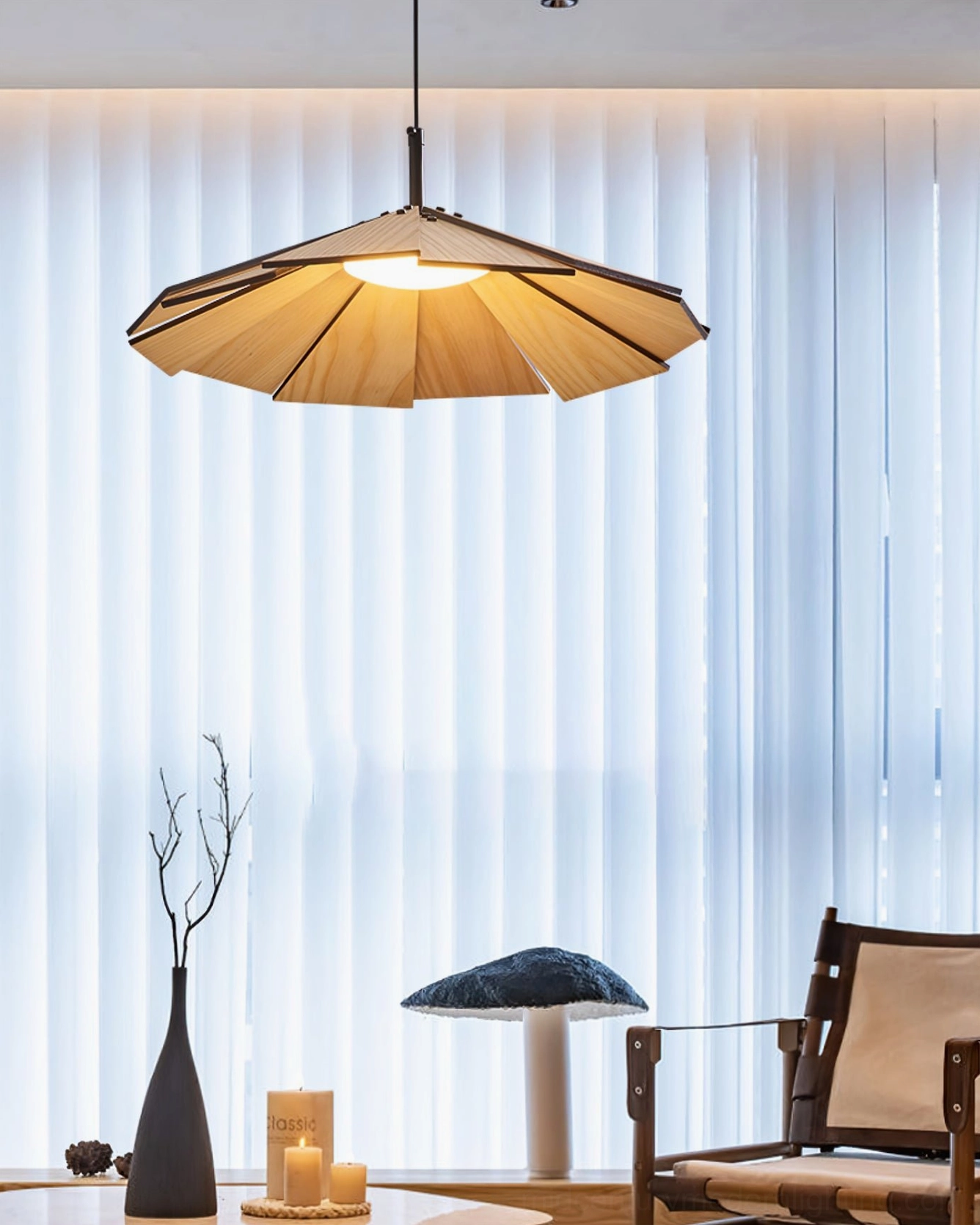 Sepal pendant lamp in contemporary kitchen island installation with adjustable cable setup