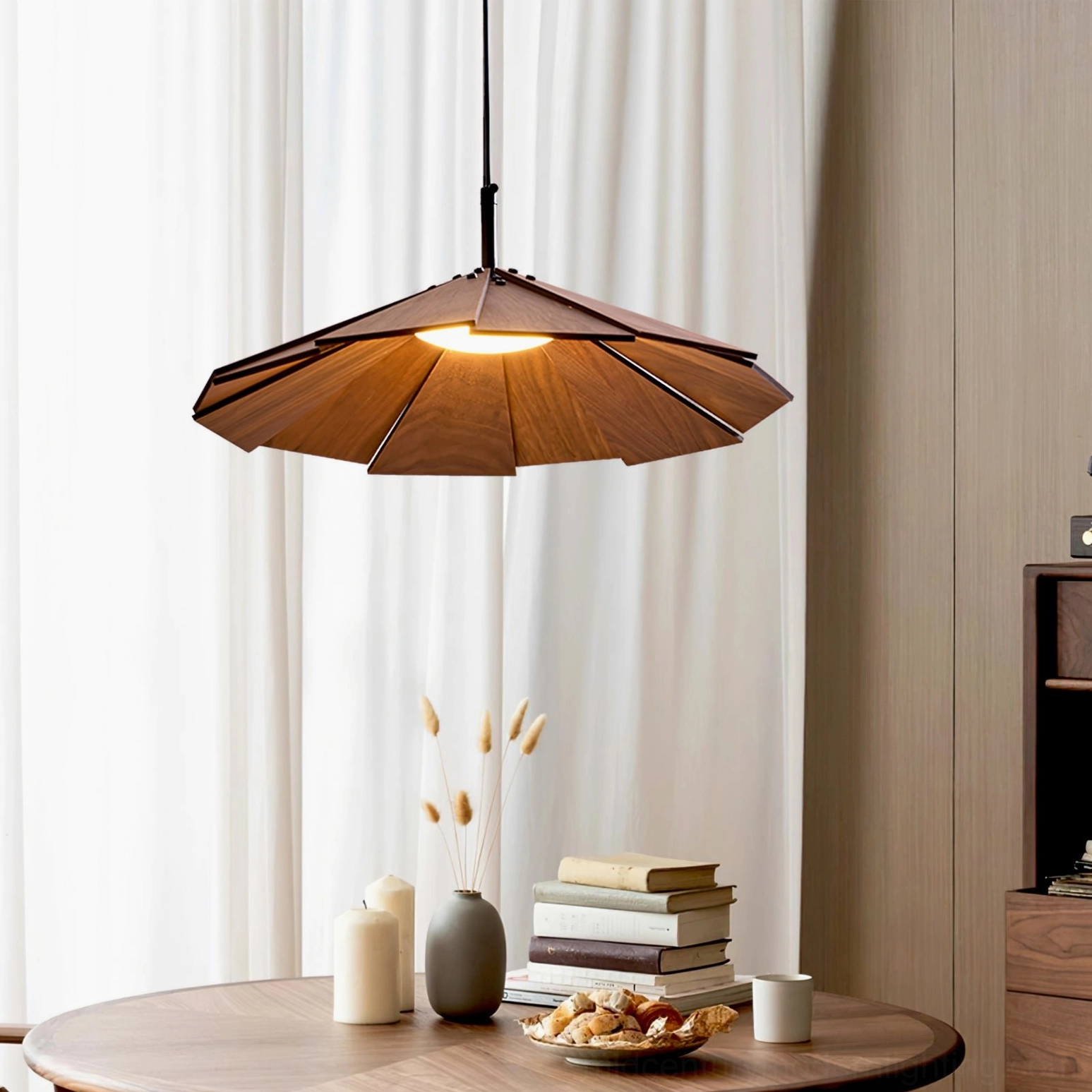 Sepal pendant lamp mid-century modern aesthetic in contemporary loft open concept living space