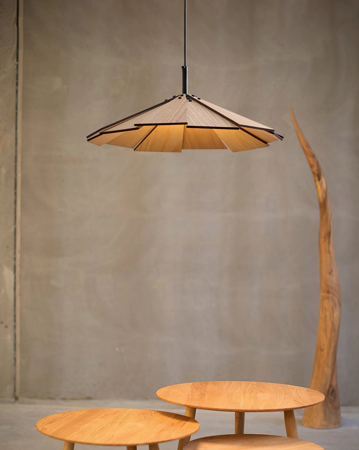 Sepal pendant lamp walnut color finish displaying rich wood tones and premium craftsmanship
