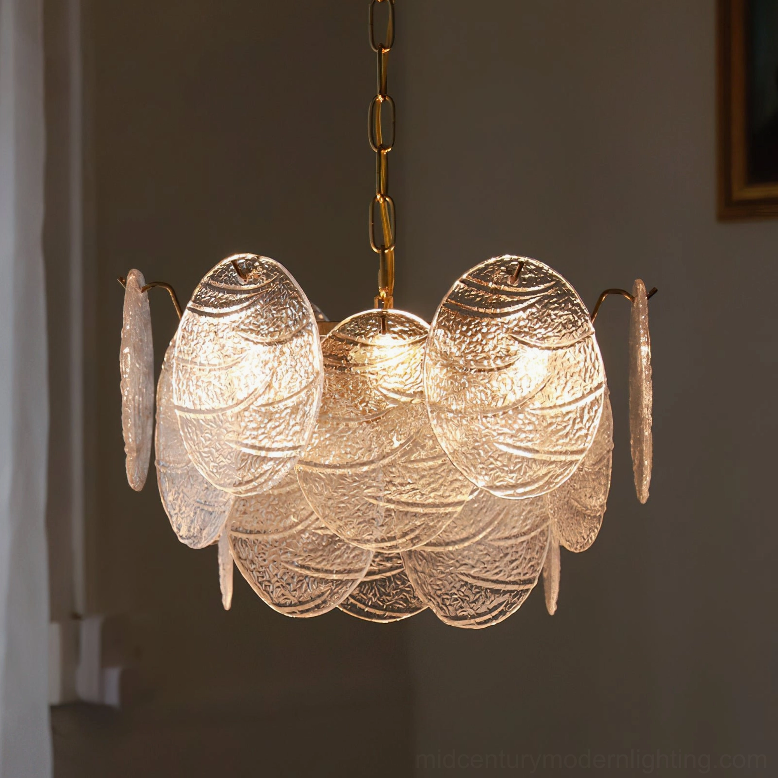 Seraphina Halo Chandelier unlit interior setting showing scale proportion room context design element