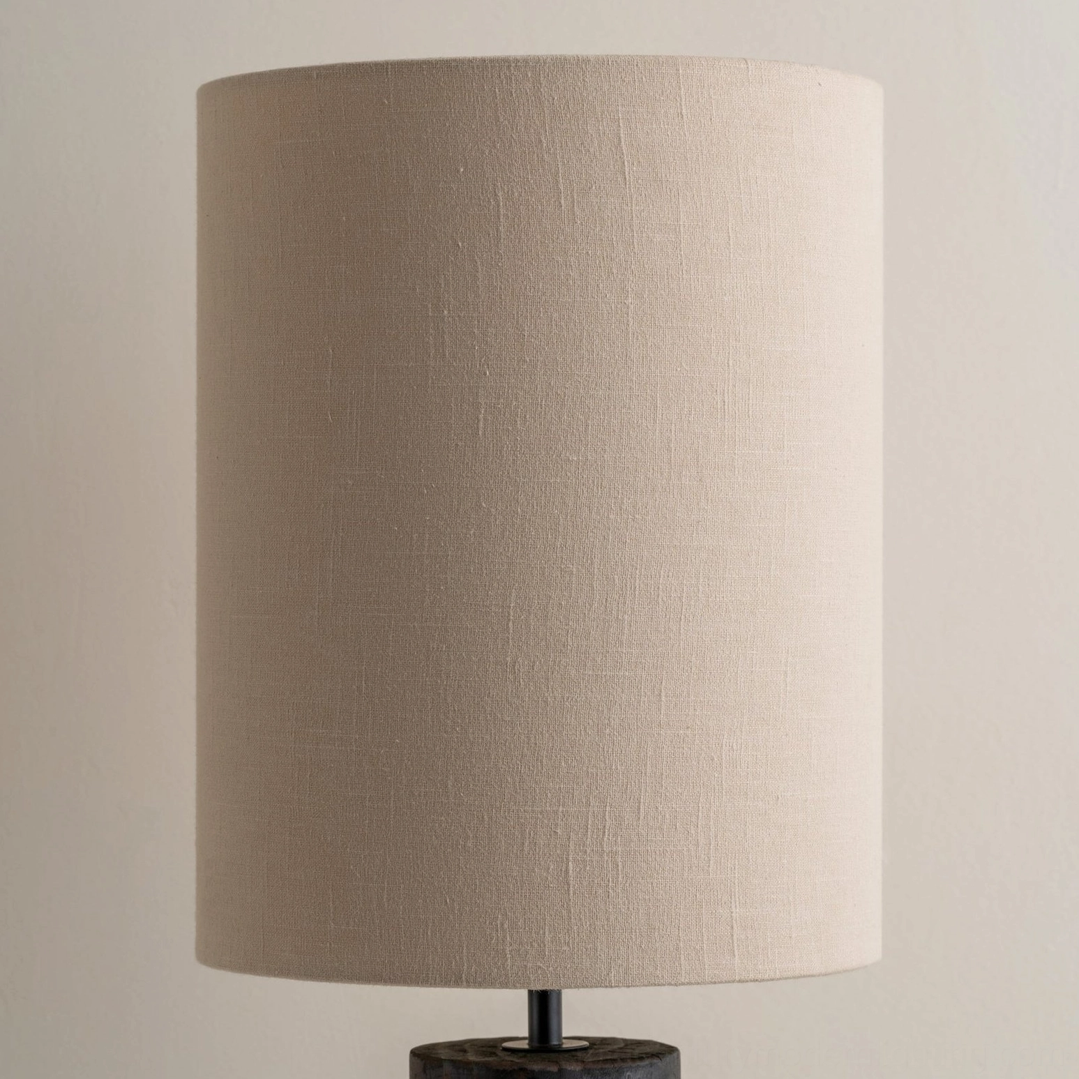 Beige linen cylinder lampshade for Sergio table lamp with metal fixture