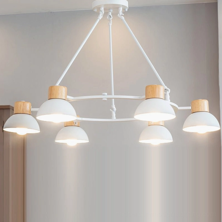 Shiba Inu pendant chandelier Model C variant, 6-head statement fixture in Nordic contemporary design