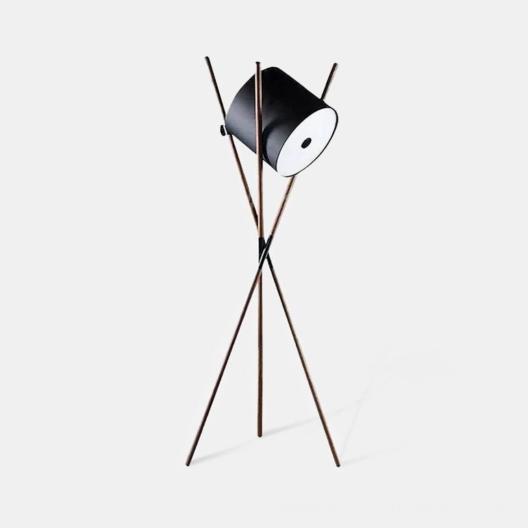 Shift tripod floor lamp - contemporary styling with warm wood tones and modern interior design