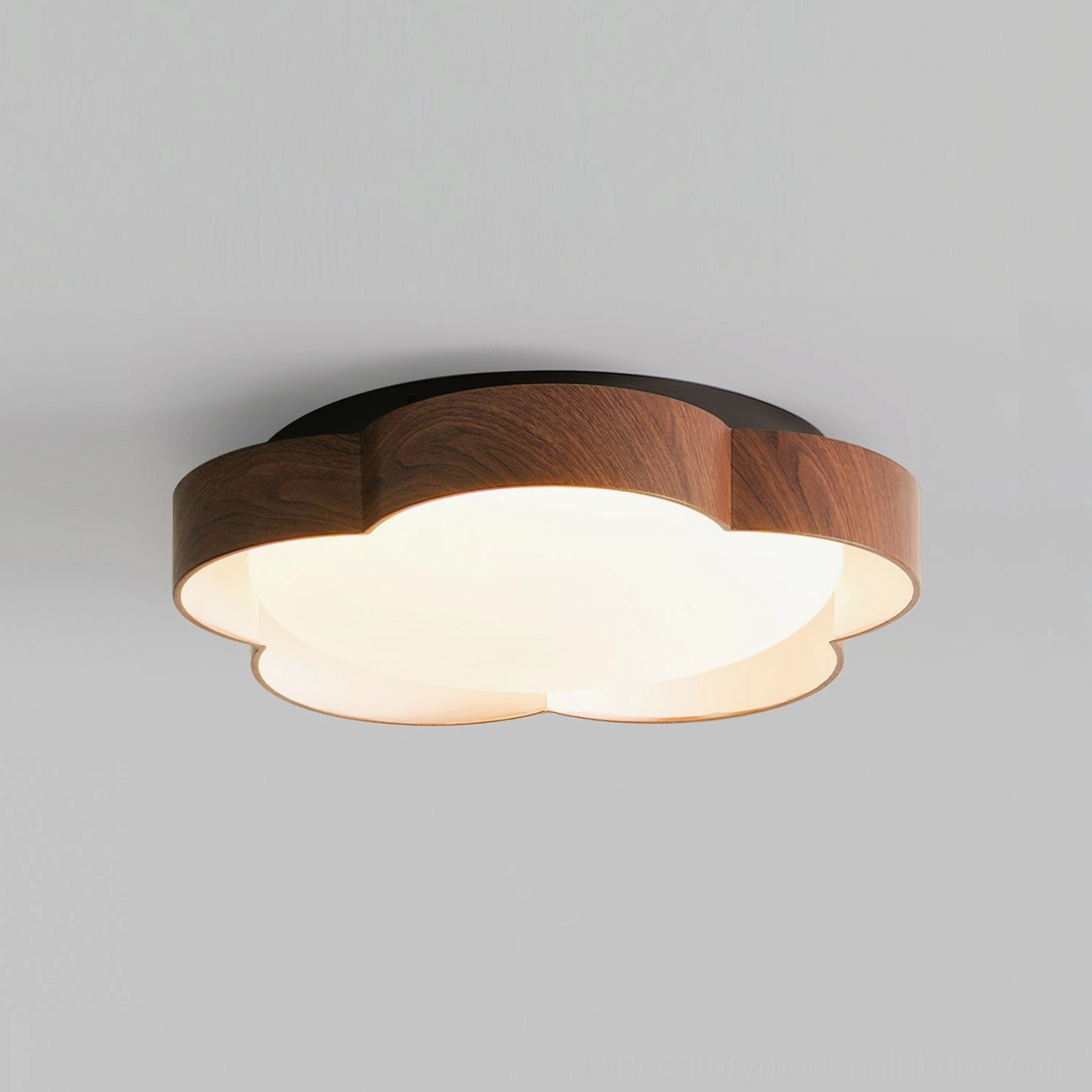 Sika compact 25cm ceiling light in walnut and black finish for small bedrooms and accent lighting