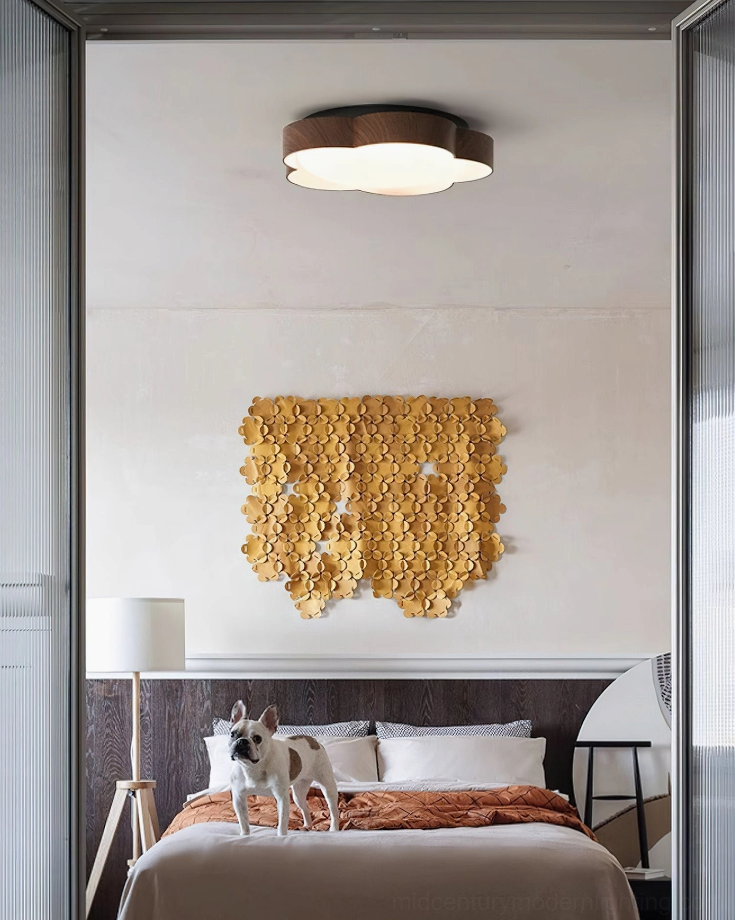 Sika petal ceiling lamp close-up detail showing organic flower-shaped design and matte acrylic diffuser