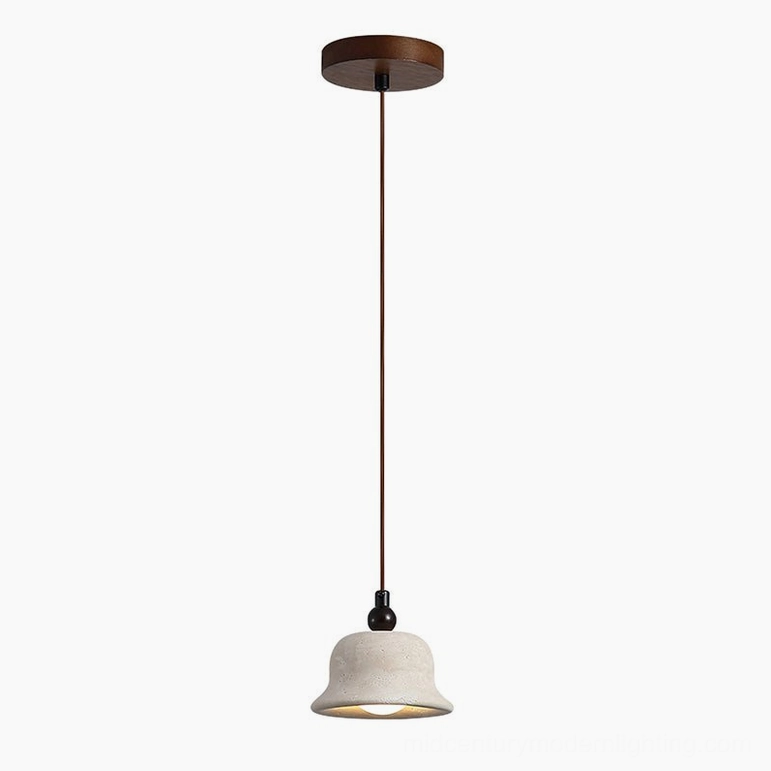 Single travertine bell pendant light Beige Black Walnut configuration