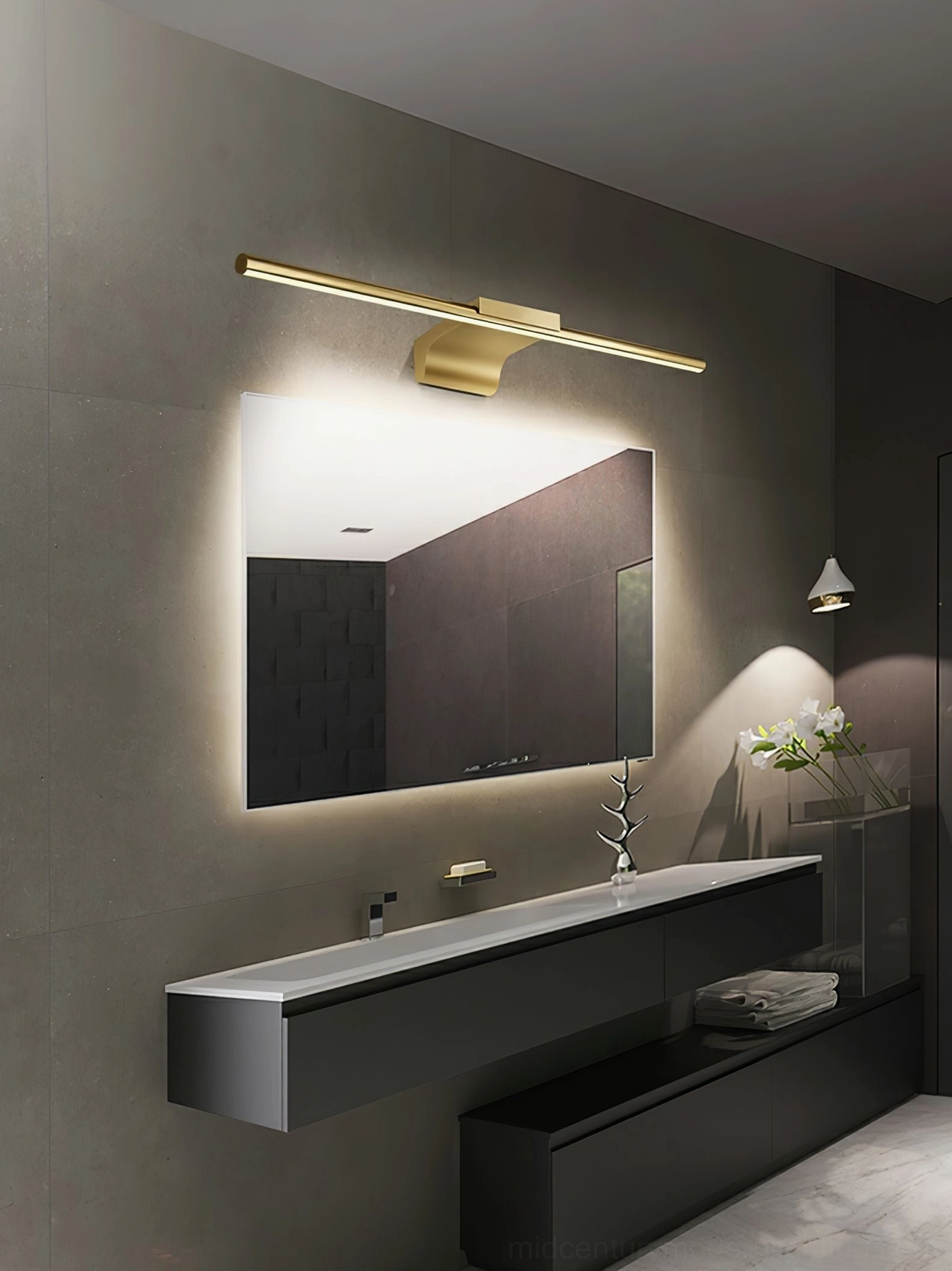 Sleek brass wall lamp model showing precision manufacturing and quality finish