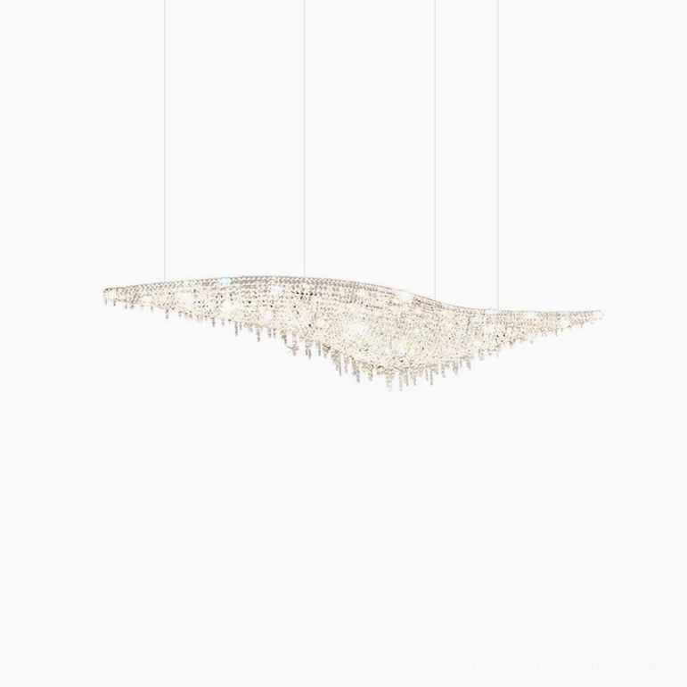 Small leaves crystal chandelier 39 inches chrome opaque crystal modern pendant lighting fixture
