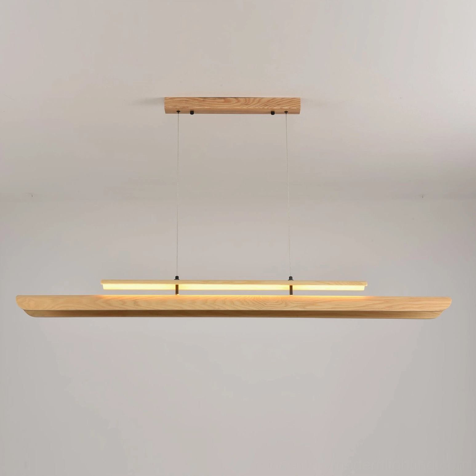 Hardwood linear chandelier hand-finished natural oils premium craft