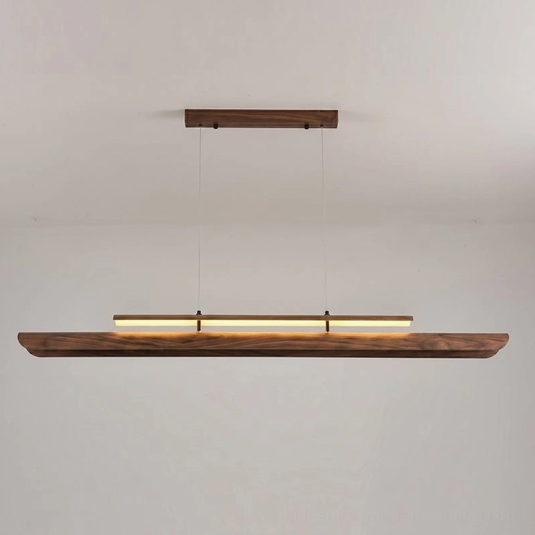 Sora linear chandelier large 70 inch walnut color minimalist aesthetic