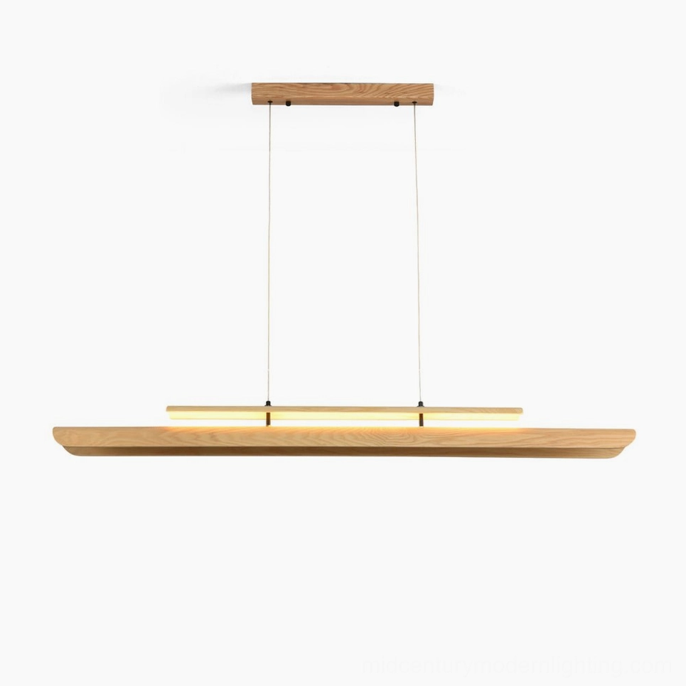 Sora linear chandelier hero shot premium wood pendant light collection