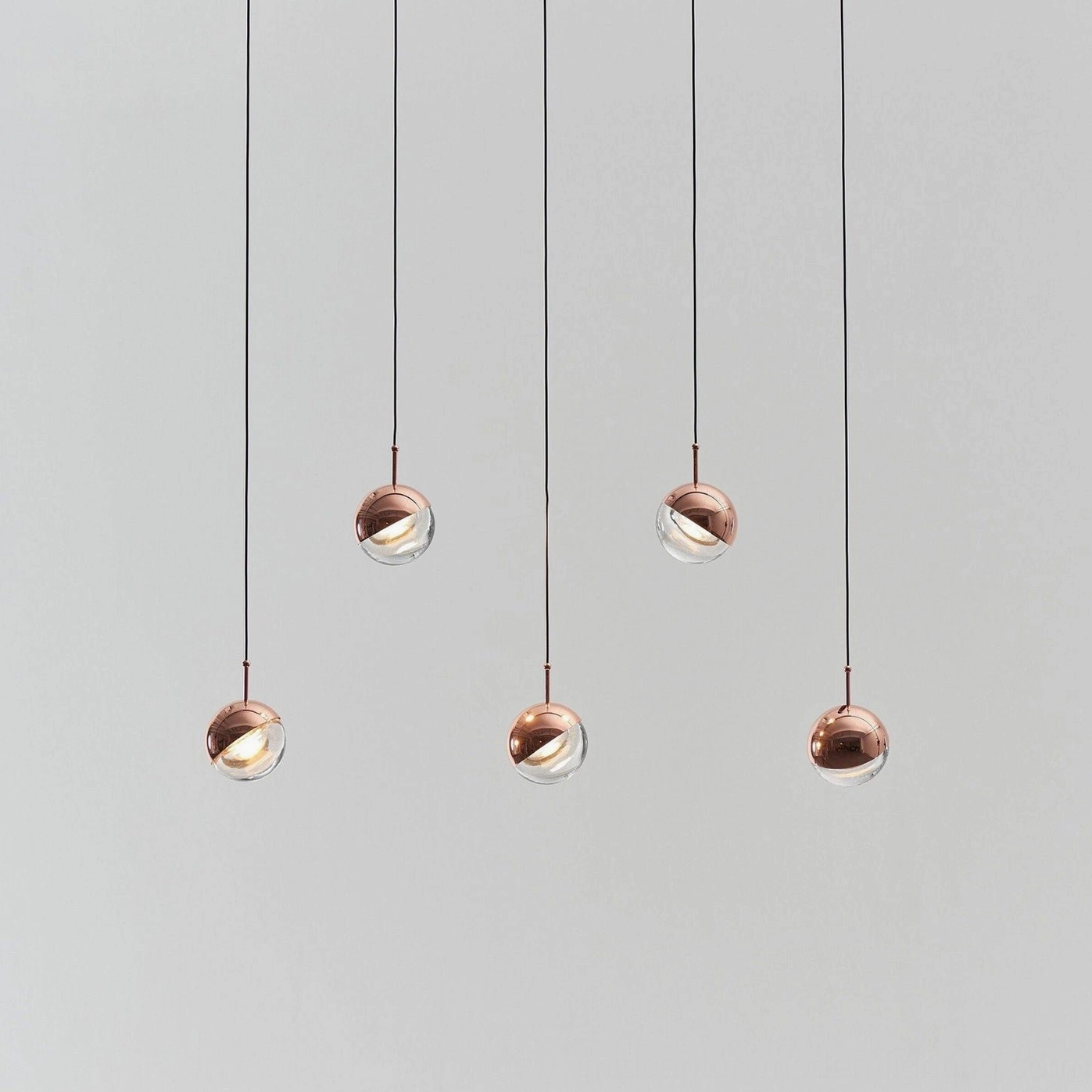Spherical glass pendant chandelier dual-finish transparent opaque design modern style