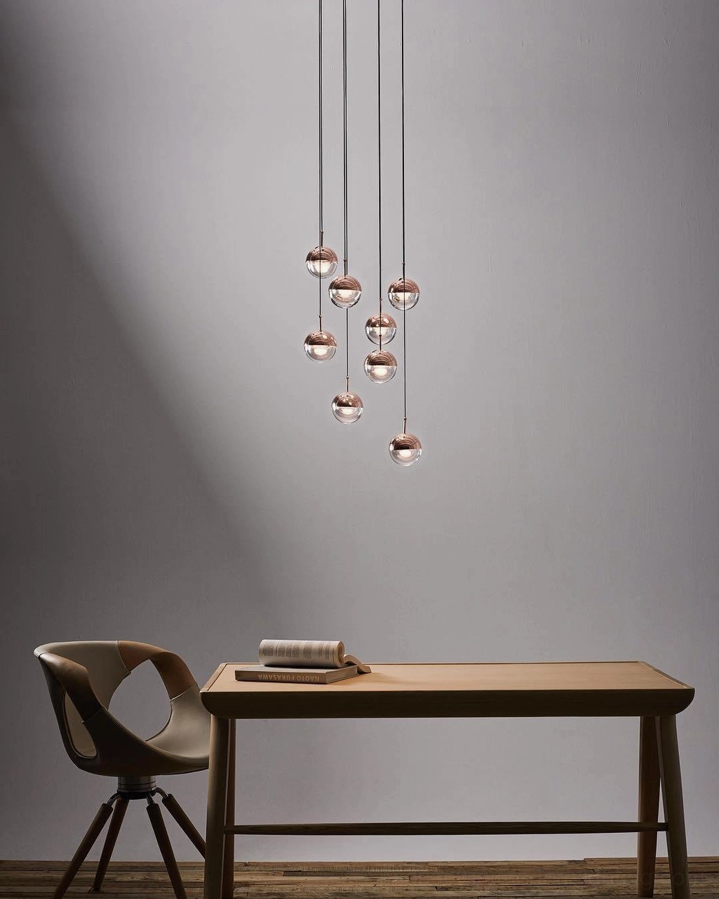 Spherical glass pendant light contemporary living space modern minimalist hanging fixture