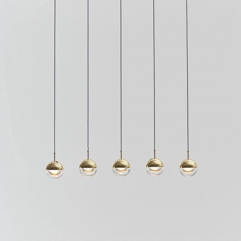 Spherical pendant glass light dual transparent opaque design modern mid-century style