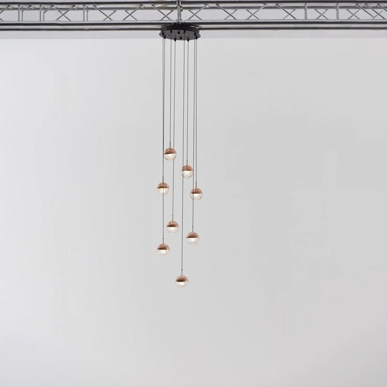 Spherical glass pendant light modern minimalist contemporary home interior hanging fixture