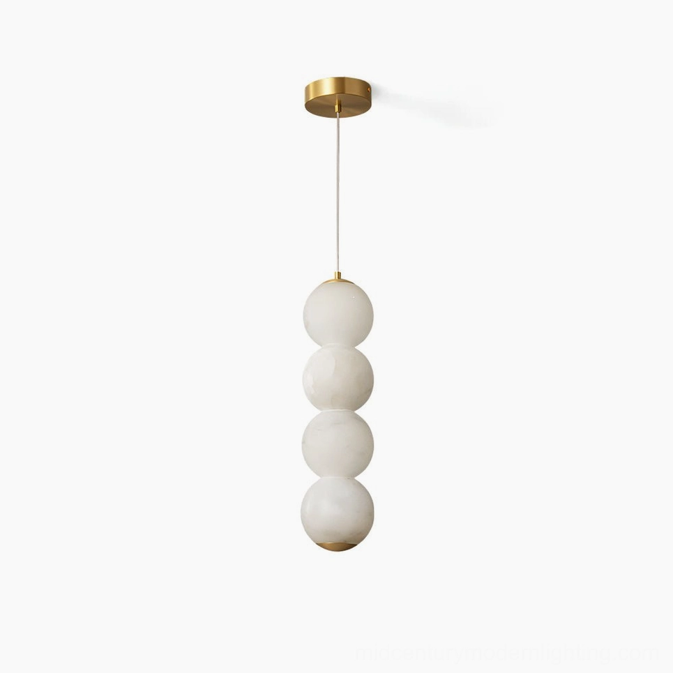 Stacked alabaster globe pendant light organic modern design warm stone diffuser