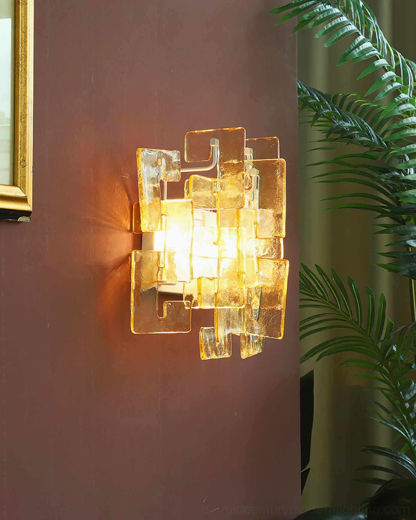 Stagger cast glass sconce color variants comparison clear blue smoky gray amber