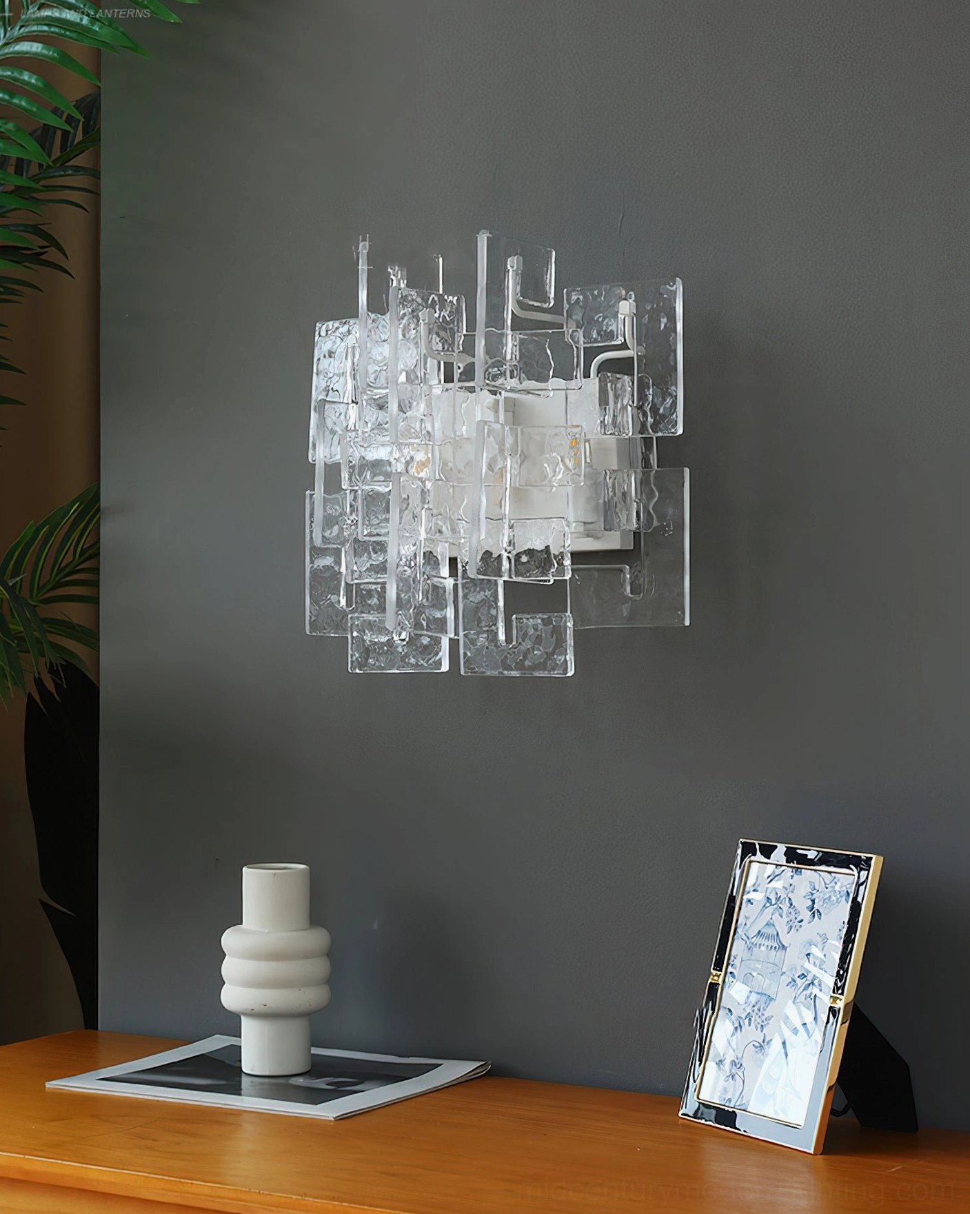 Stagger cast glass wall sconce mid-century modern design form study studio