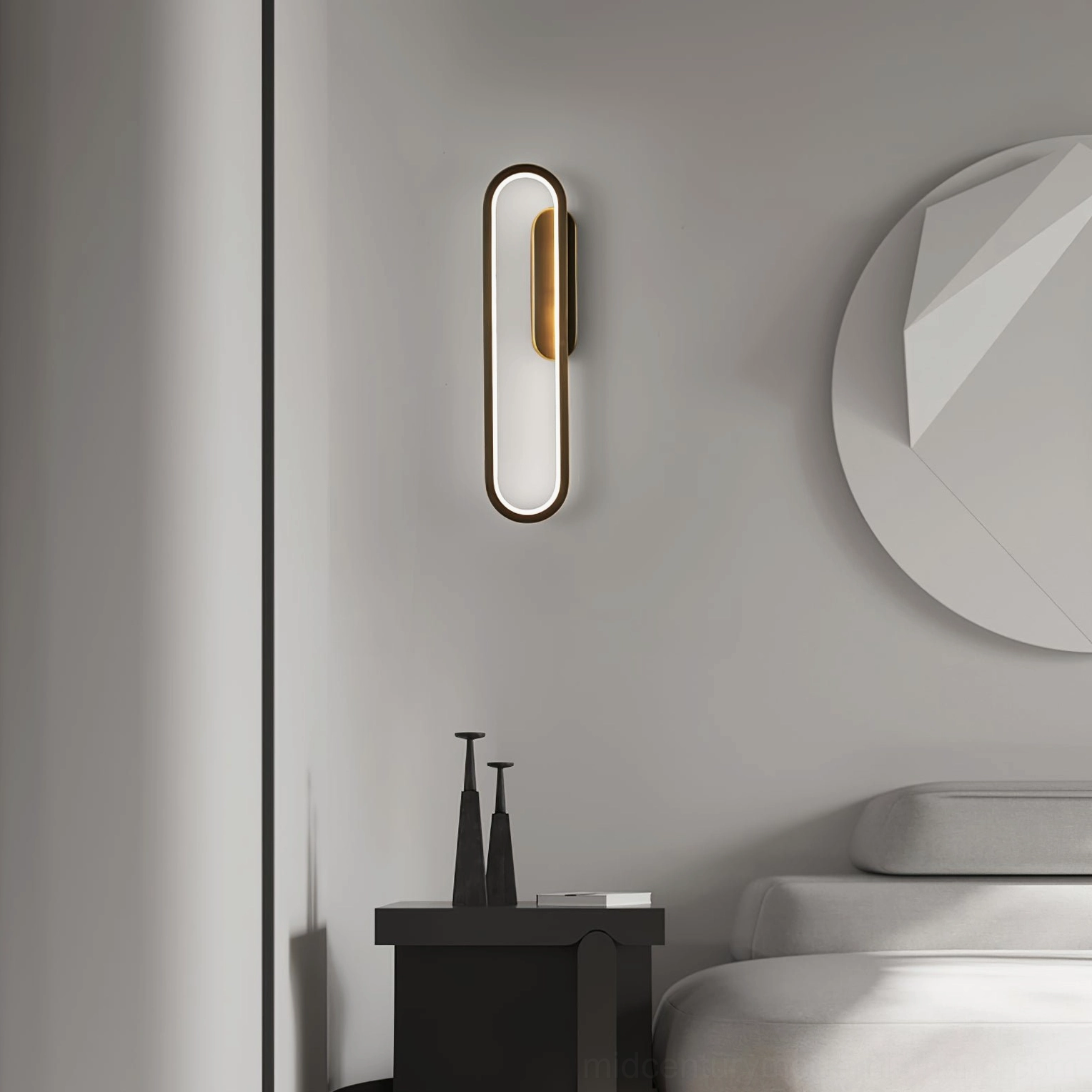 Starkey LED wall sconce architectural detail showing sleek metal frame proportions and design elegance