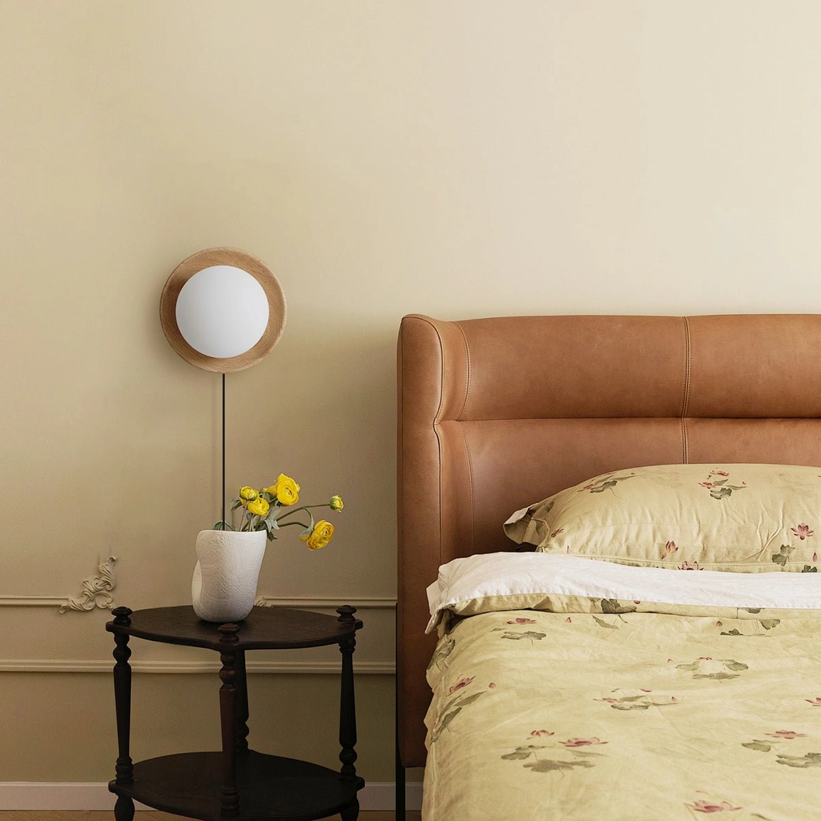 Tablet LED wall lamp in contemporary minimalist room showing warm color temperature and design aesthetic