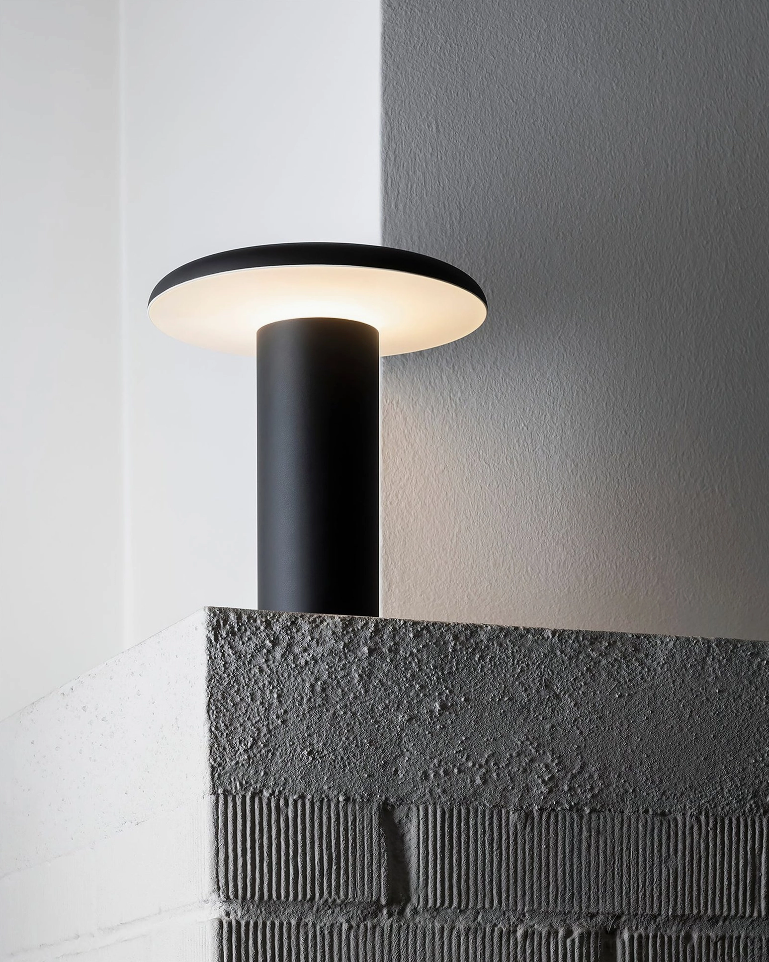 Takku cordless mushroom table lamp multiple angle display showing minimalist modern aesthetic