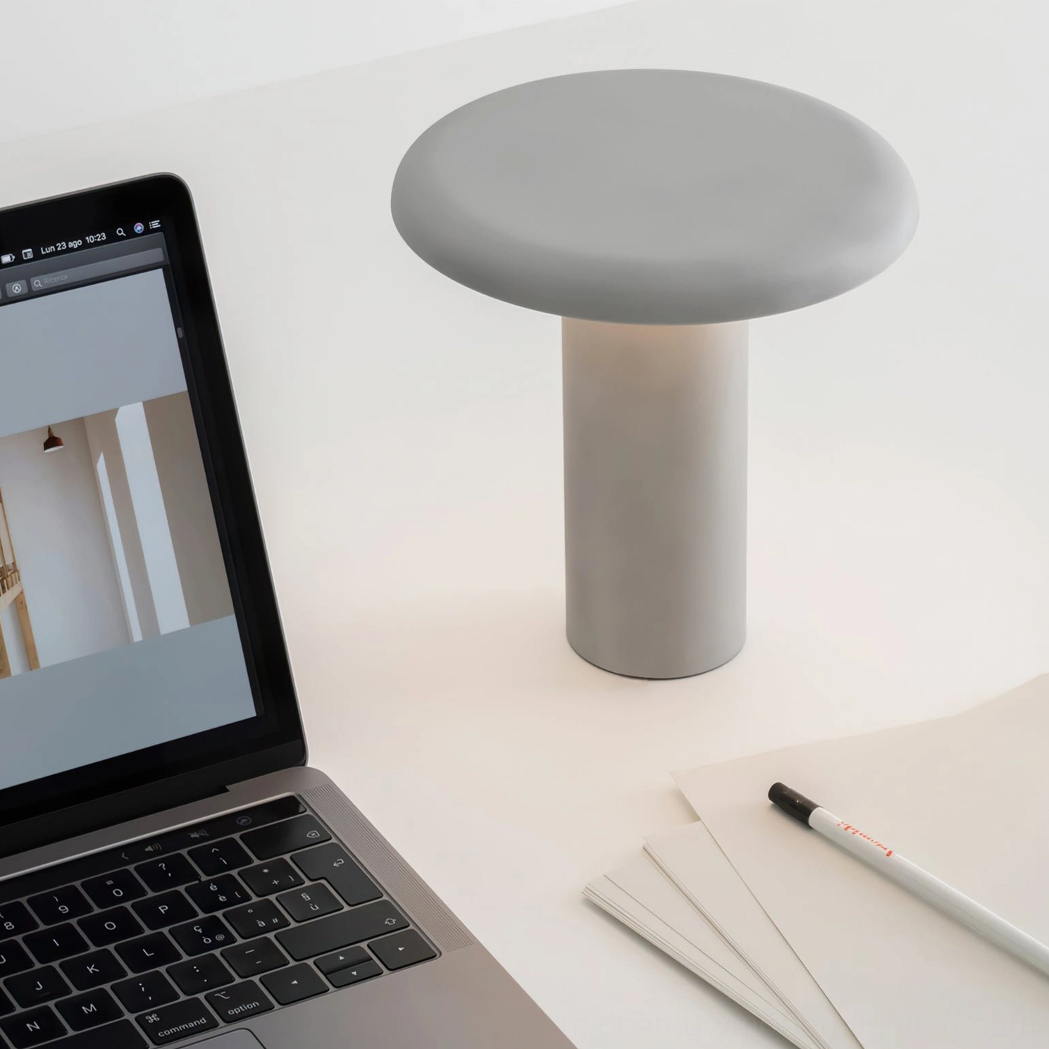 Takku cordless mushroom lamp showing two brightness level touch control functionality