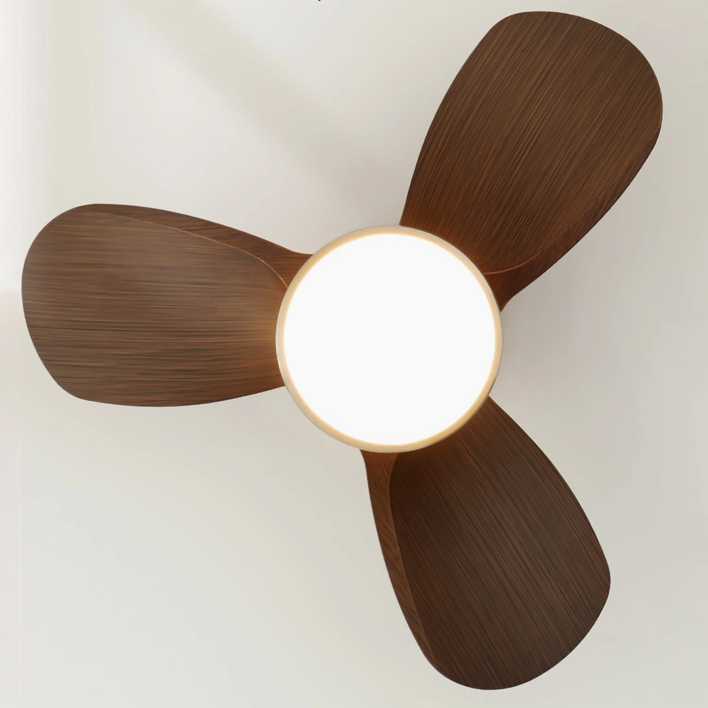 Talaya modern ceiling fan light with three-color adaptive LED - angled overhead perspective