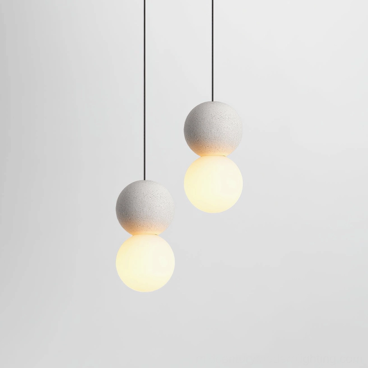 Terrazzo ball pendant light ambient lighting effect in room space