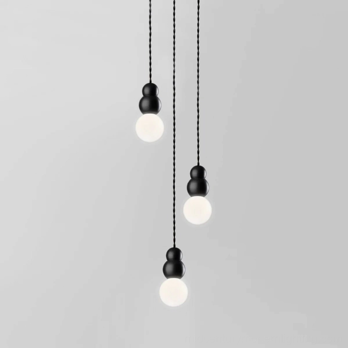 Three-head ball pendant light black finish, contemporary geometric sphere fixture for modern interiors