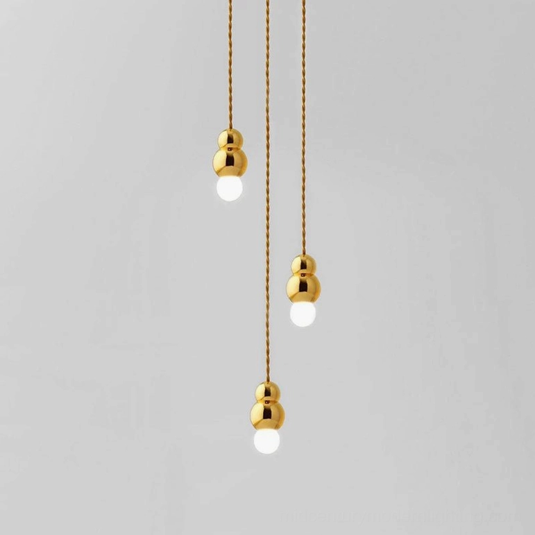 Three-head ball pendant light gold finish, modern sphere cluster for kitchen island and entryway