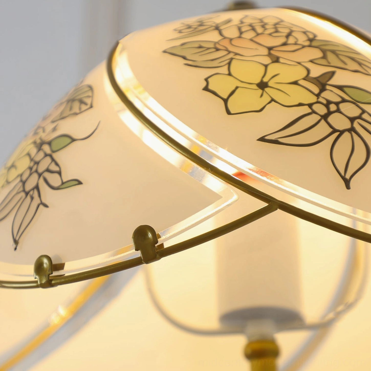 Tiffany Lily Wall Sconce architectural side profile showing curved metal arm and shade construction