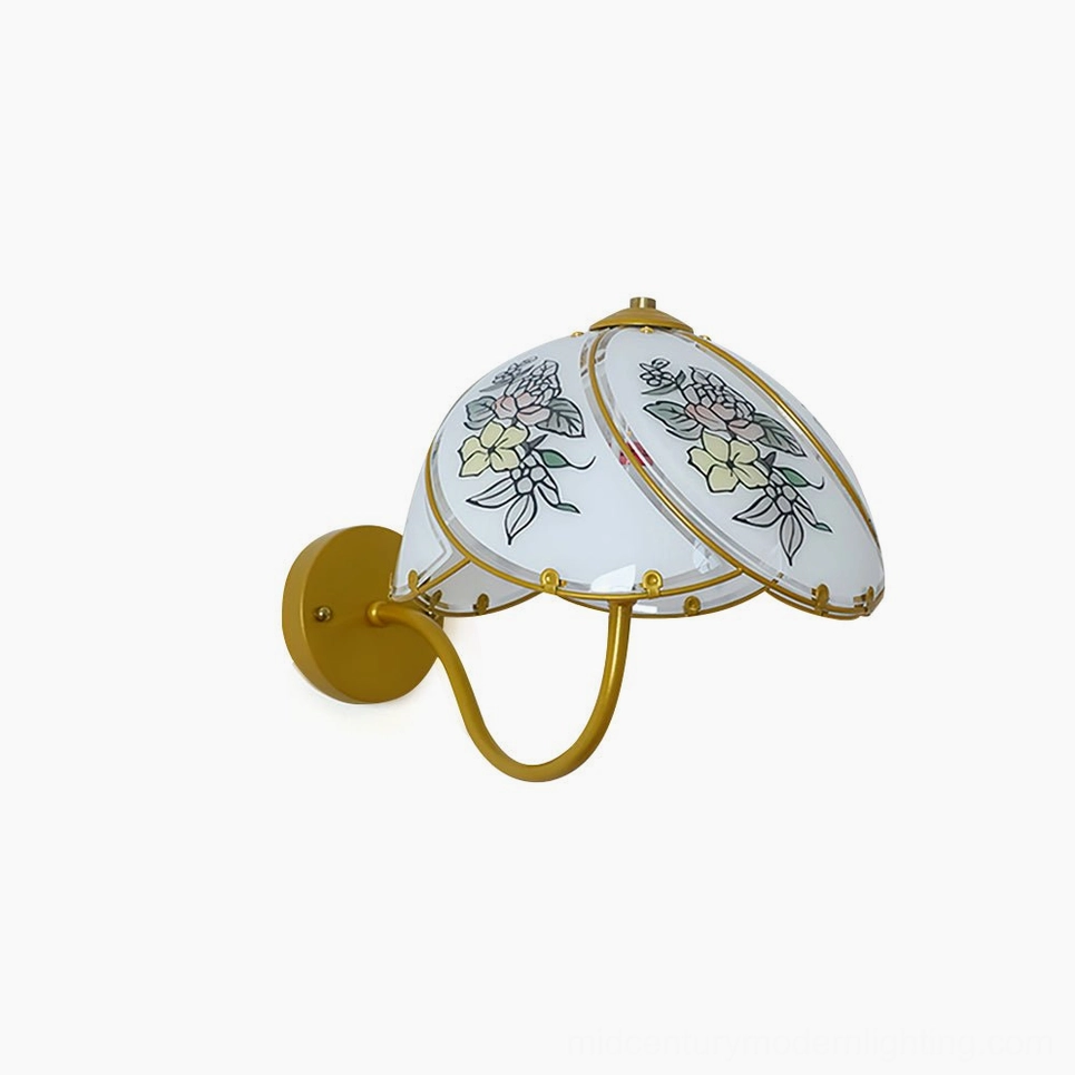 Tiffany Lily Wall Sconce product showcase featuring vintage floral glass shade in warm lighting