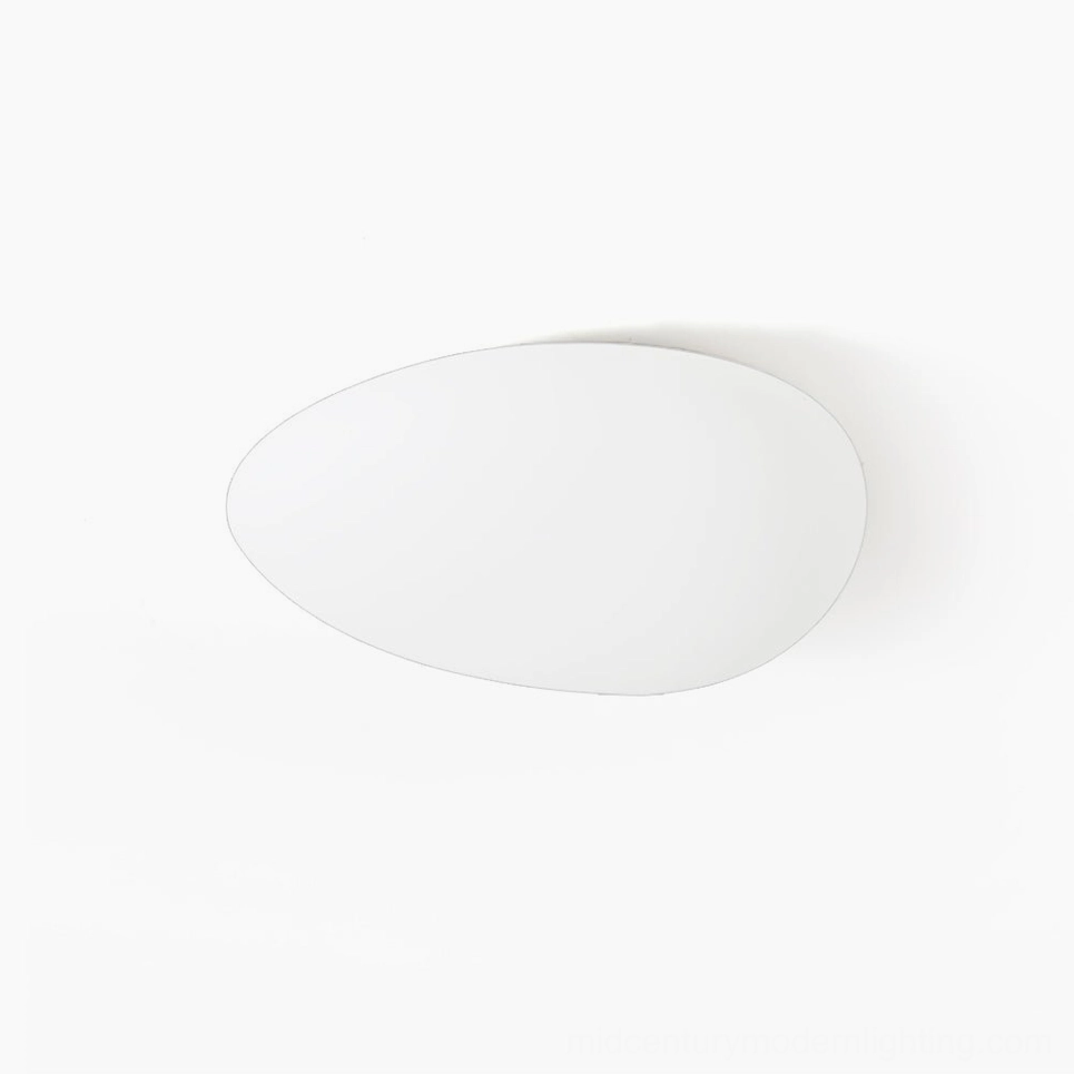Toan LED flush mount ceiling light in matte white, frontal view on pure white background, minimalist dome design