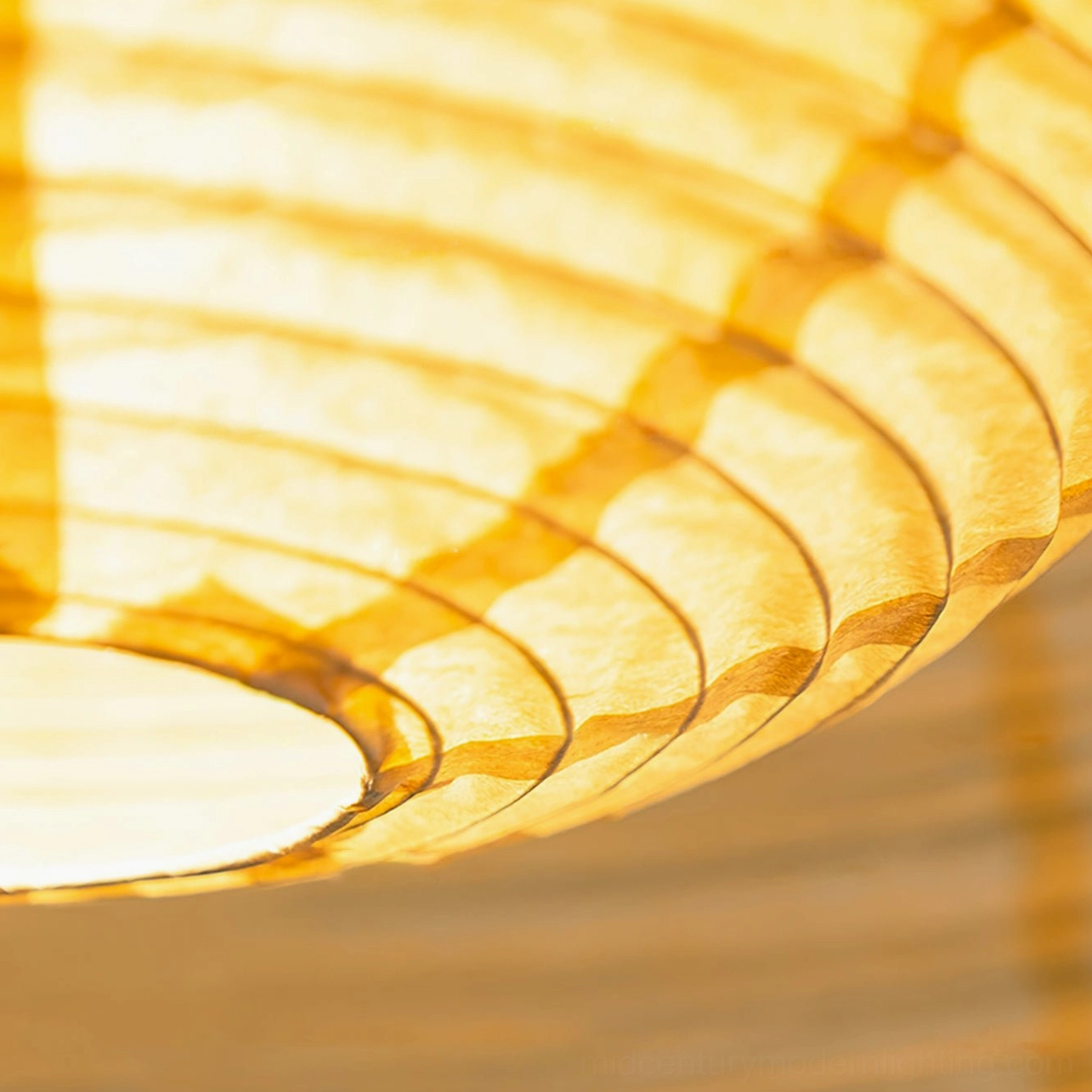 Torrent rice paper pendant lamp – artisanal woven shade mid-century modern design detail