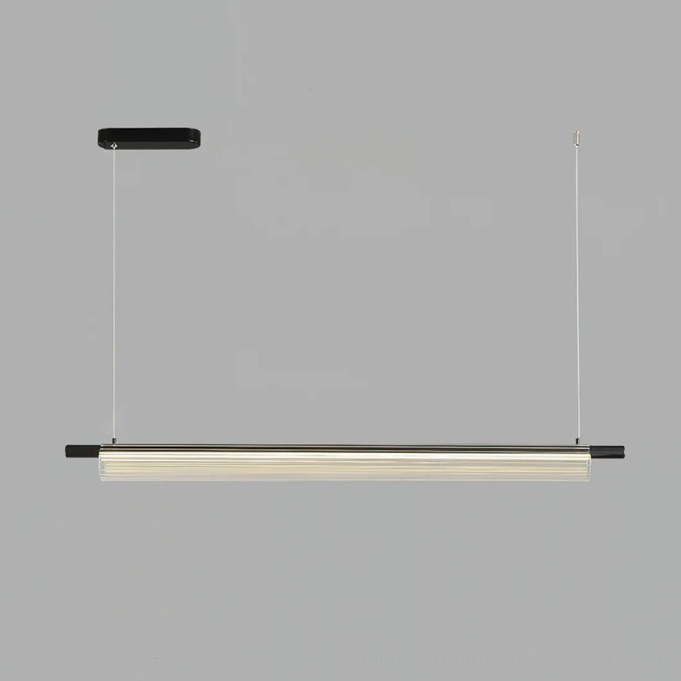 Trisel mid-size linear LED pendant L 52.4 inches in black matte finish, contemporary minimalist design