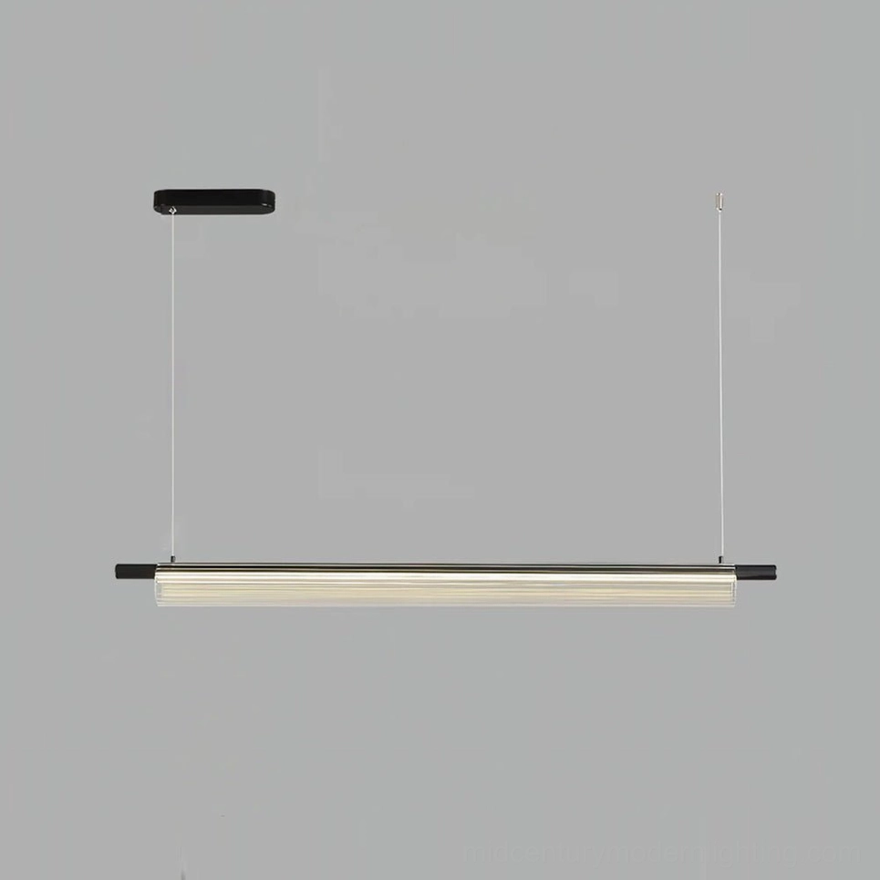 Trisel compact linear pendant light L 44.5 inches in matte black, minimalist office and accent lighting solution