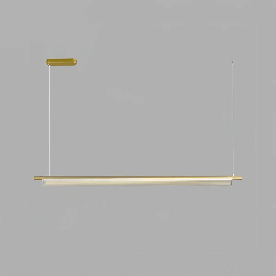 Trisel compact linear LED pendant light L 44.5 inches in brushed gold finish, accent lighting for small spaces