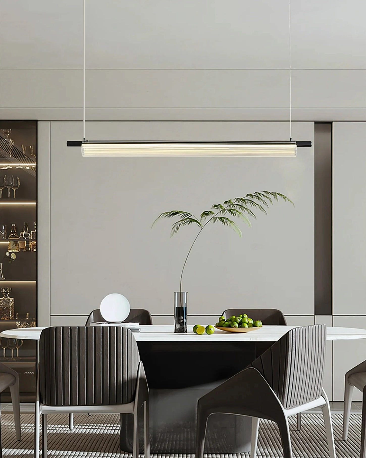 Trisel LED pendant lamp in black matte finish, minimalist contemporary design showing sleek metal construction