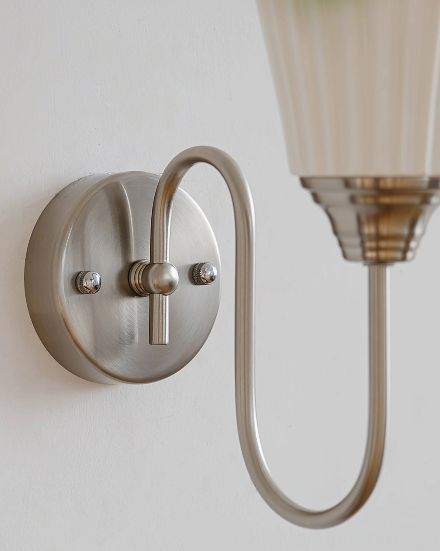 Trumpet ceramic wall light fixture - modern mid-century sconce design detail photography