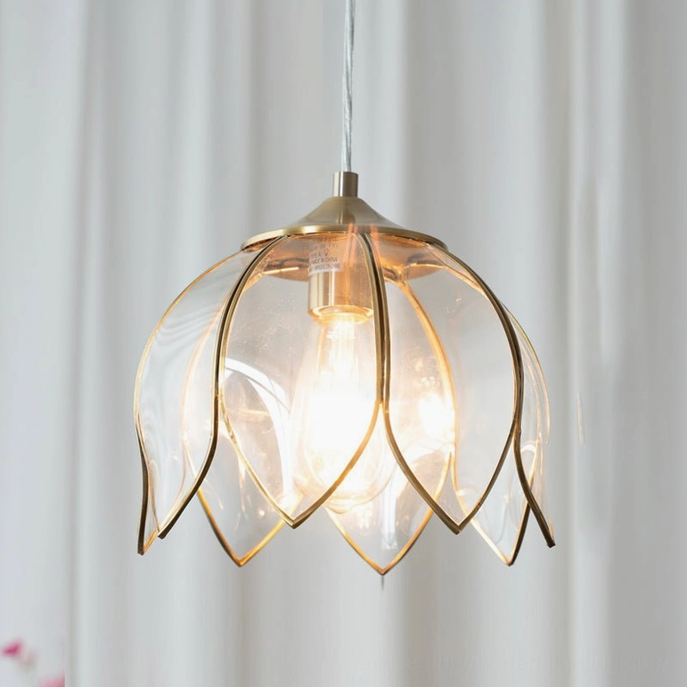 Turrella botanical pendant light with clear glass shade displaying architectural form