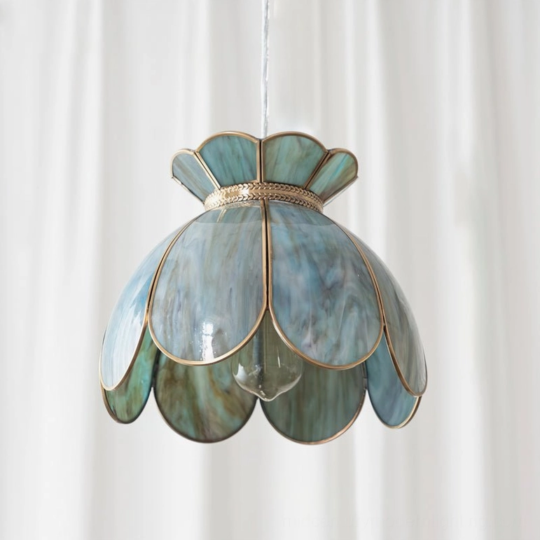 Turrella glass pendant light close-up showing glass craftsmanship and botanical petal design