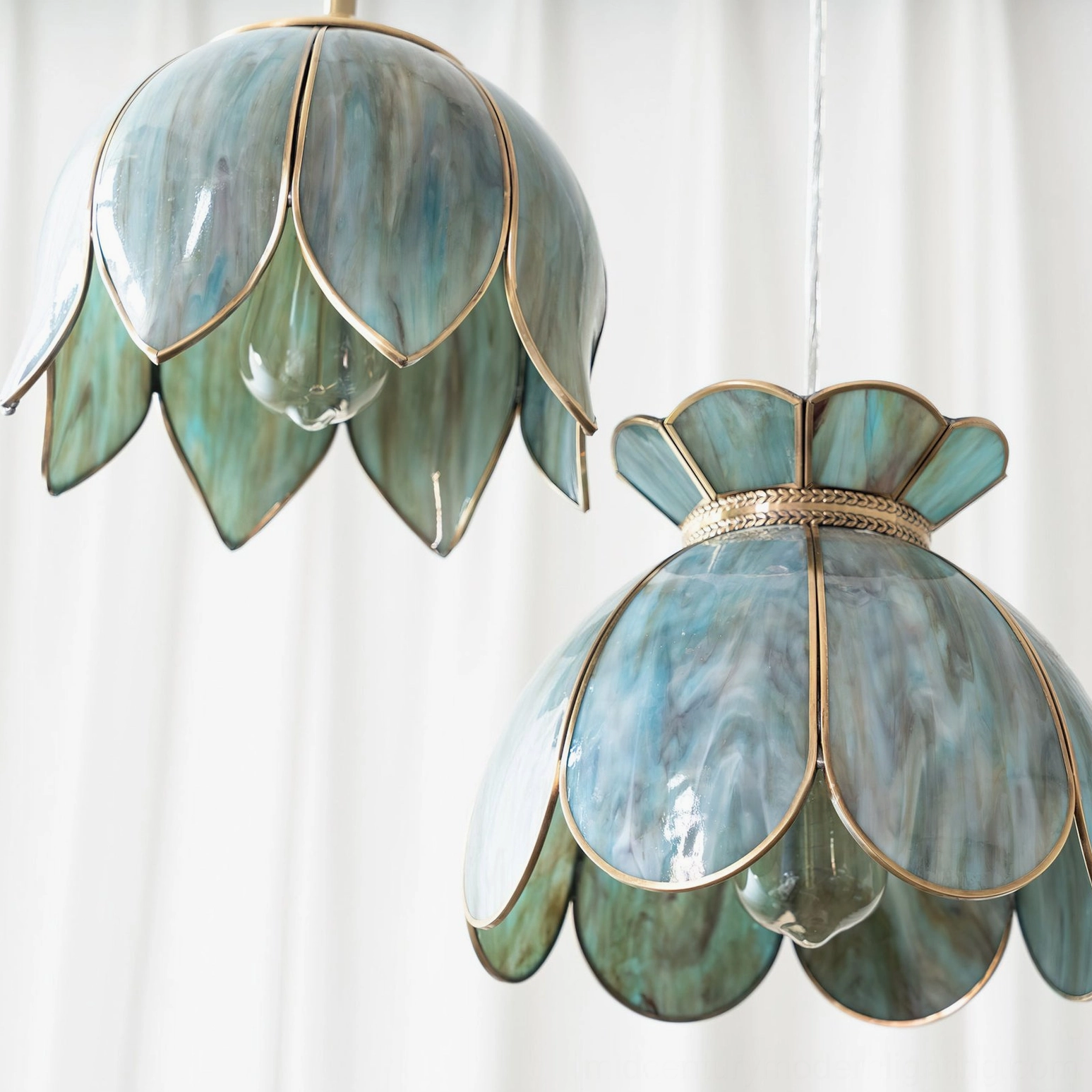 Turrella glass pendant light showing petal form silhouette and light diffusion