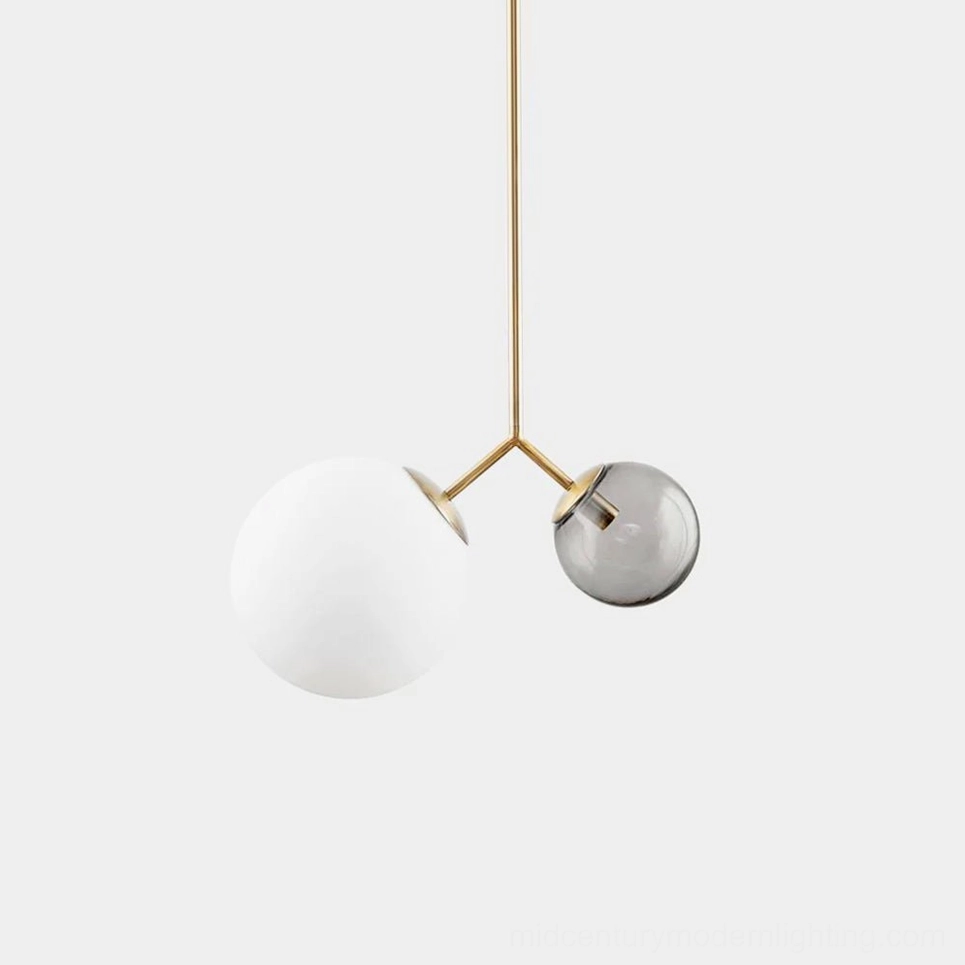 Twis pendant lamp in Brass and Grey glass combination modern asymmetric hanging light design