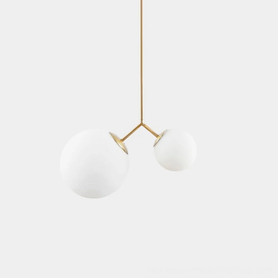 Twis pendant lamp in Brass and White glass variation elegant classic contemporary styling