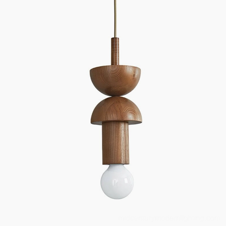 Vanya Model A geometric pendant light mid-century modern stacked wood design