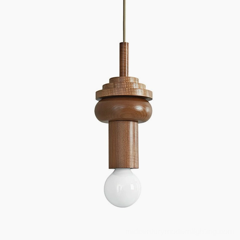 Vanya Model C compact geometric pendant light dimensions specifications walnut